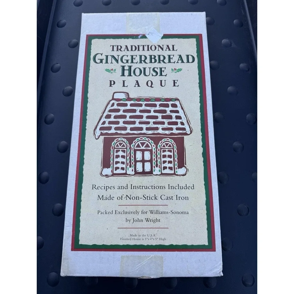 John Wright 1985 Double Sided Cast Iron Gingerbread House Baking Mold  NOS BOX